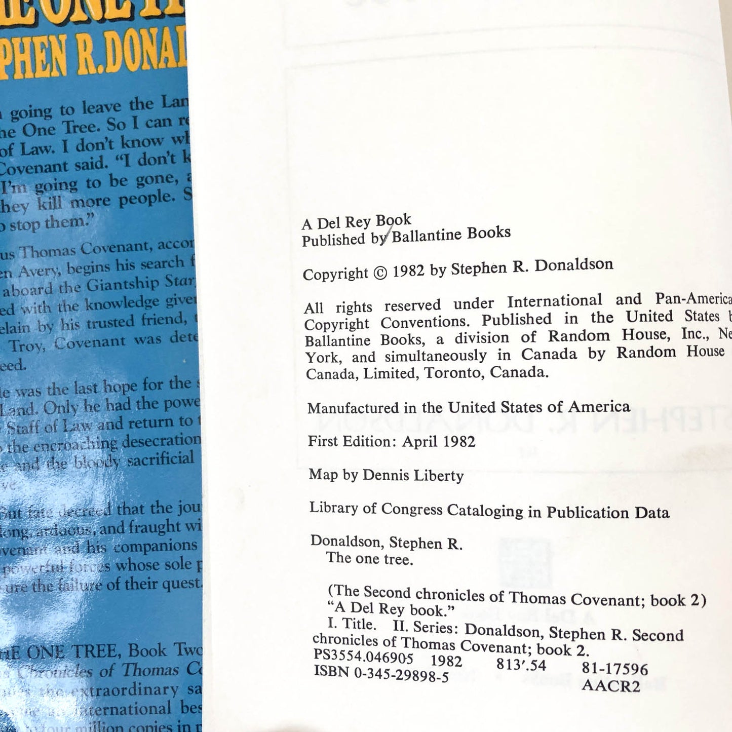 The One Tree by Stephen R. Donaldson [FIRST BOOK CLUB EDITION] 1982 • Del-Rey