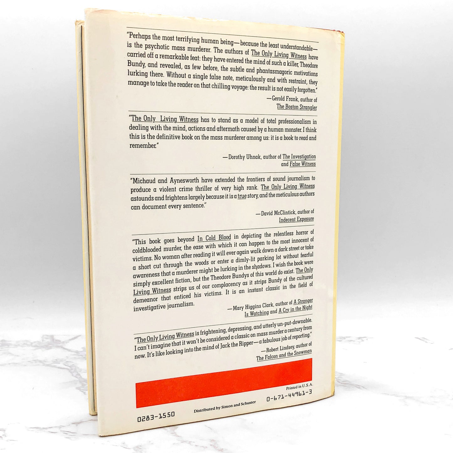 The Only Living Witness by Stephen Michaud & Hugh Aynesworth [FIRST EDITION • FIRST PRINTING] 1983 • Ted Bundy