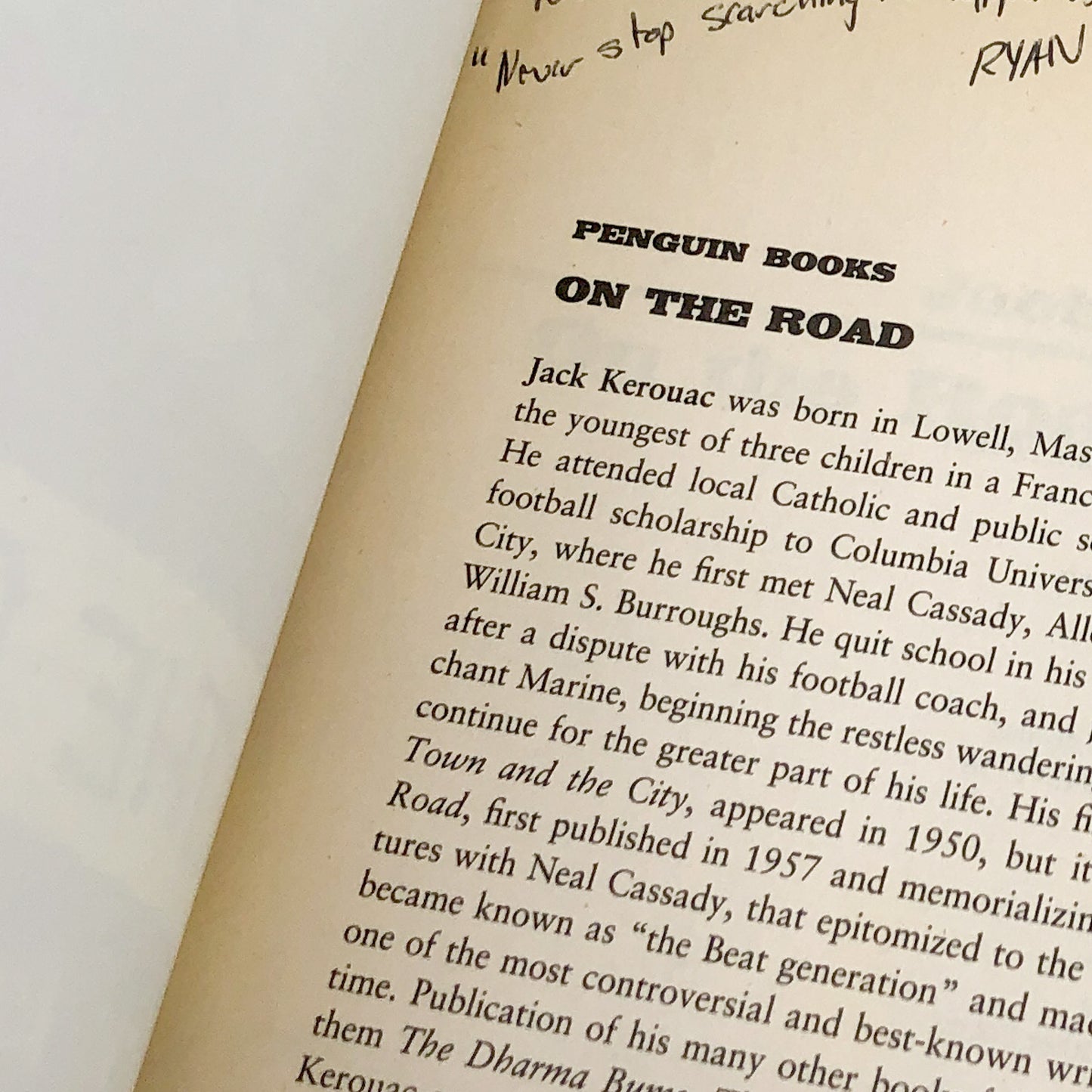 On the Road by Jack Kerouac [1976 TRADE PAPERBACK] • Penguin • 90's Ginsberg Cover