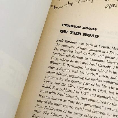 On the Road by Jack Kerouac [1976 TRADE PAPERBACK] • Penguin • 90's Ginsberg Cover