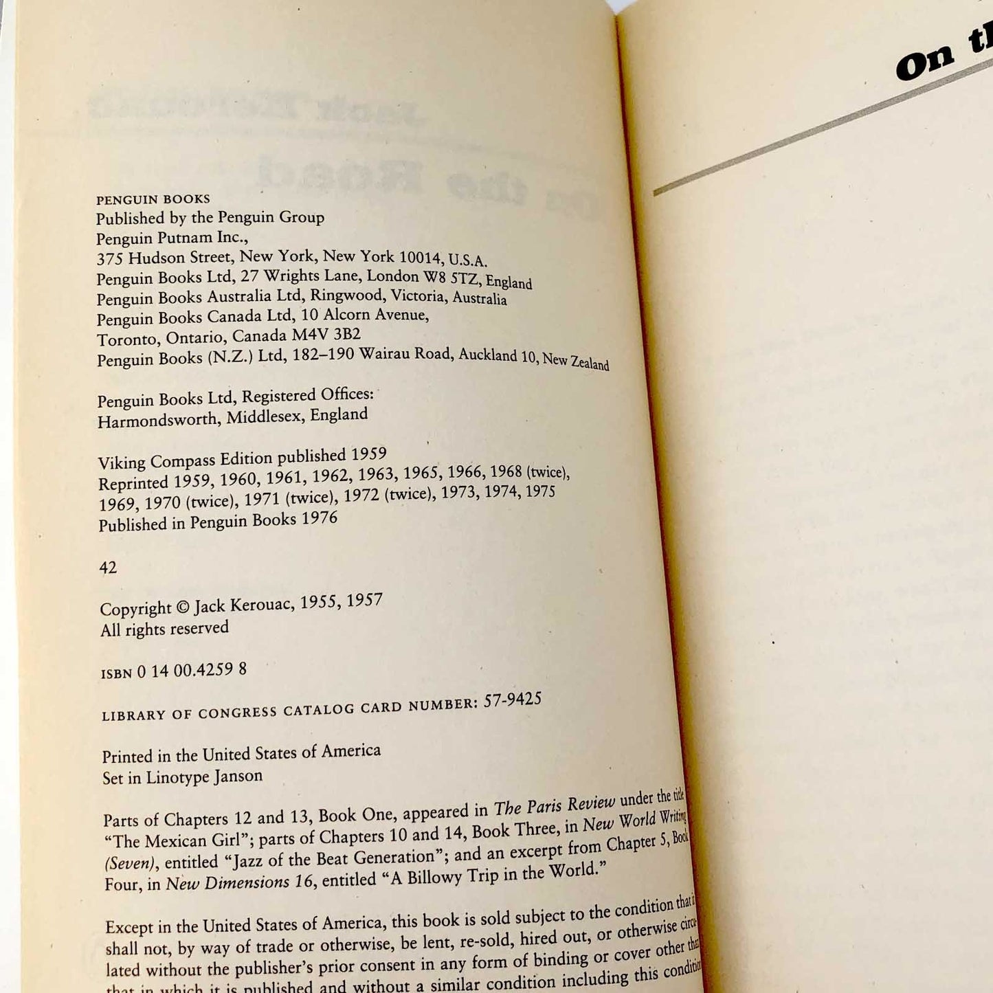 On the Road by Jack Kerouac [1976 TRADE PAPERBACK] • Penguin • 90's Ginsberg Cover