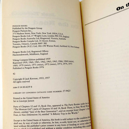 On the Road by Jack Kerouac [1976 TRADE PAPERBACK] • Penguin • 90's Ginsberg Cover