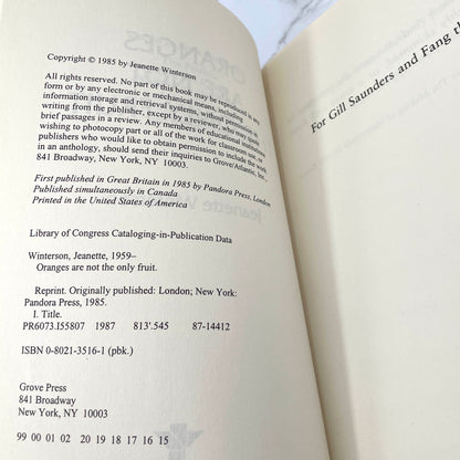 Oranges Are Not the Only Fruit by Jeanette Winterson [TRADE PAPERBACK] 1987 • Grove Press