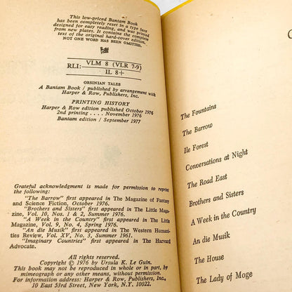 Orsinian Tales by Ursula K. Le Guin [FIRST PAPERBACK PRINTING] 1977 • Bantam