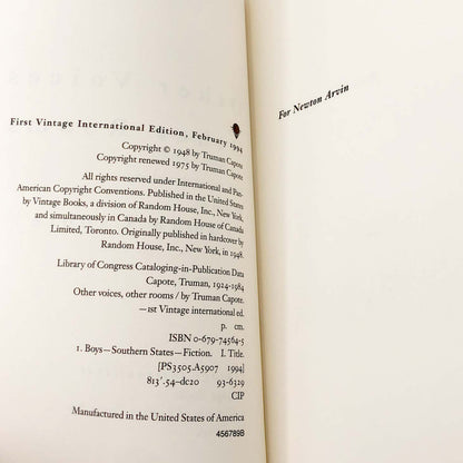 Other Voices, Other Rooms by Truman Capote [TRADE PAPERBACK] 1994 • Vintage