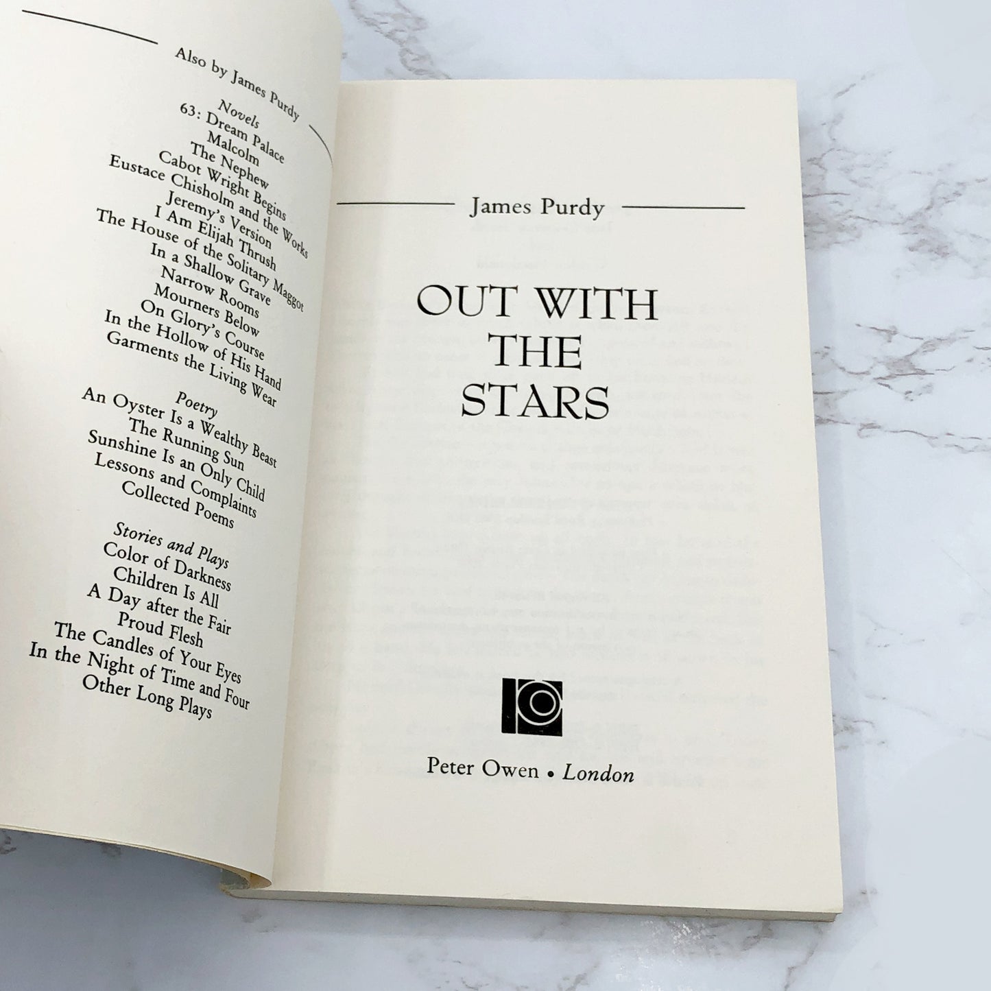 Out With the Stars by James Purdy [FIRST U.K PAPERBACK PRINTING] 1992 • Peter Owen