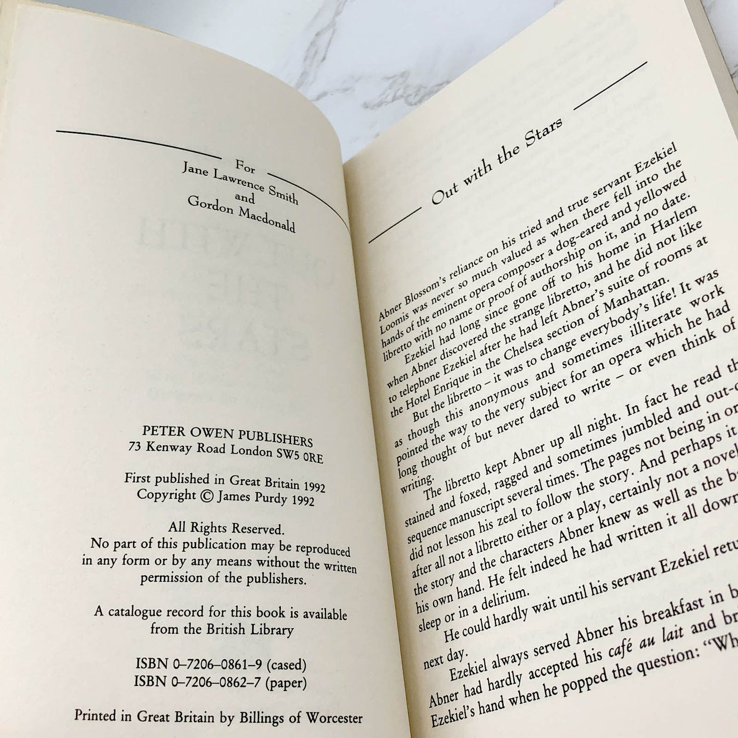 Out With the Stars by James Purdy [FIRST U.K PAPERBACK PRINTING] 1992 • Peter Owen