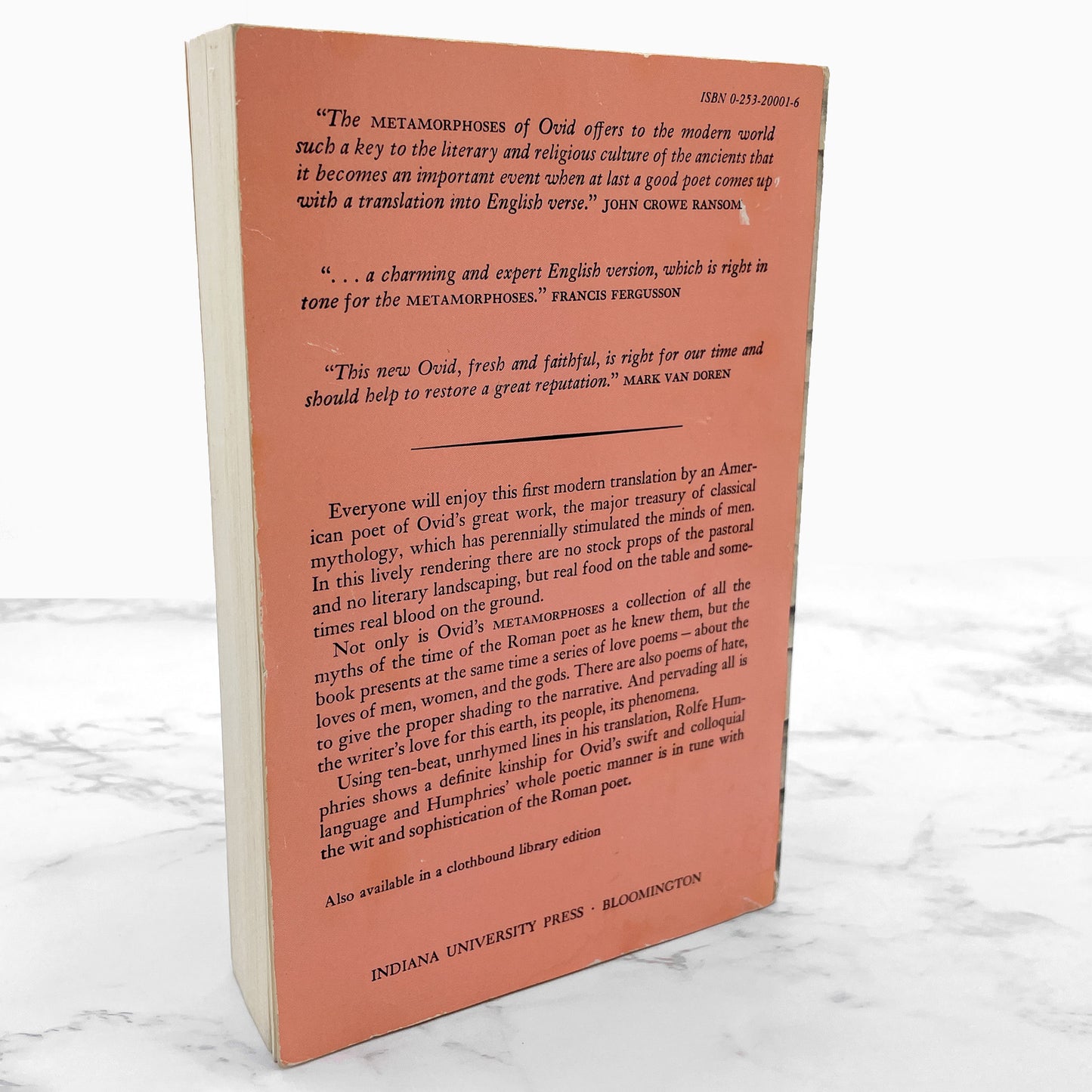 Metamorphoses by Ovid translated by Rolfe Humphries [TRADE PAPERBACK] 1955 • Indiana University Press