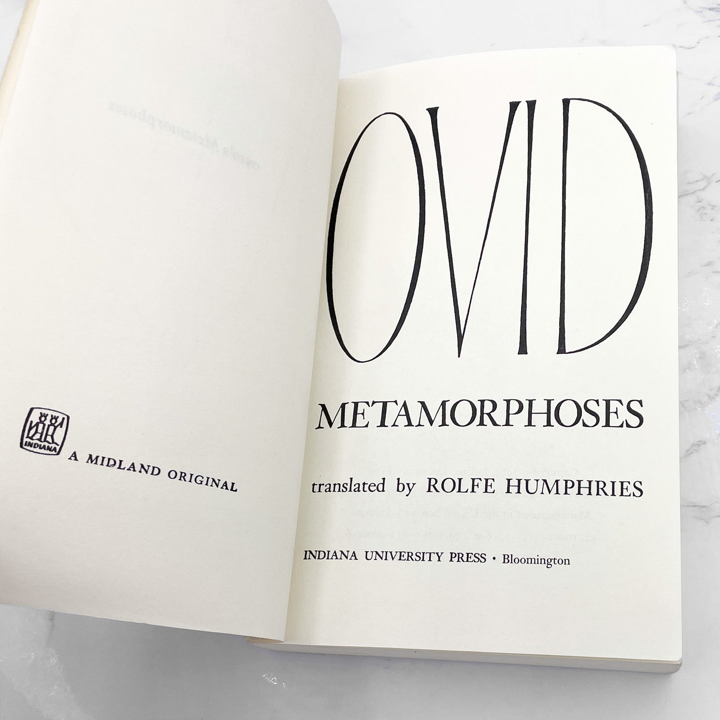 Metamorphoses by Ovid translated by Rolfe Humphries [TRADE PAPERBACK] 1955 • Indiana University Press