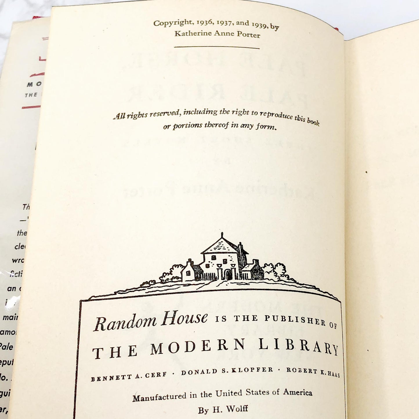 Pale Horse, Pale Rider by Katherine Anne Porter [1939 HARDCOVER] • The Modern Library #45