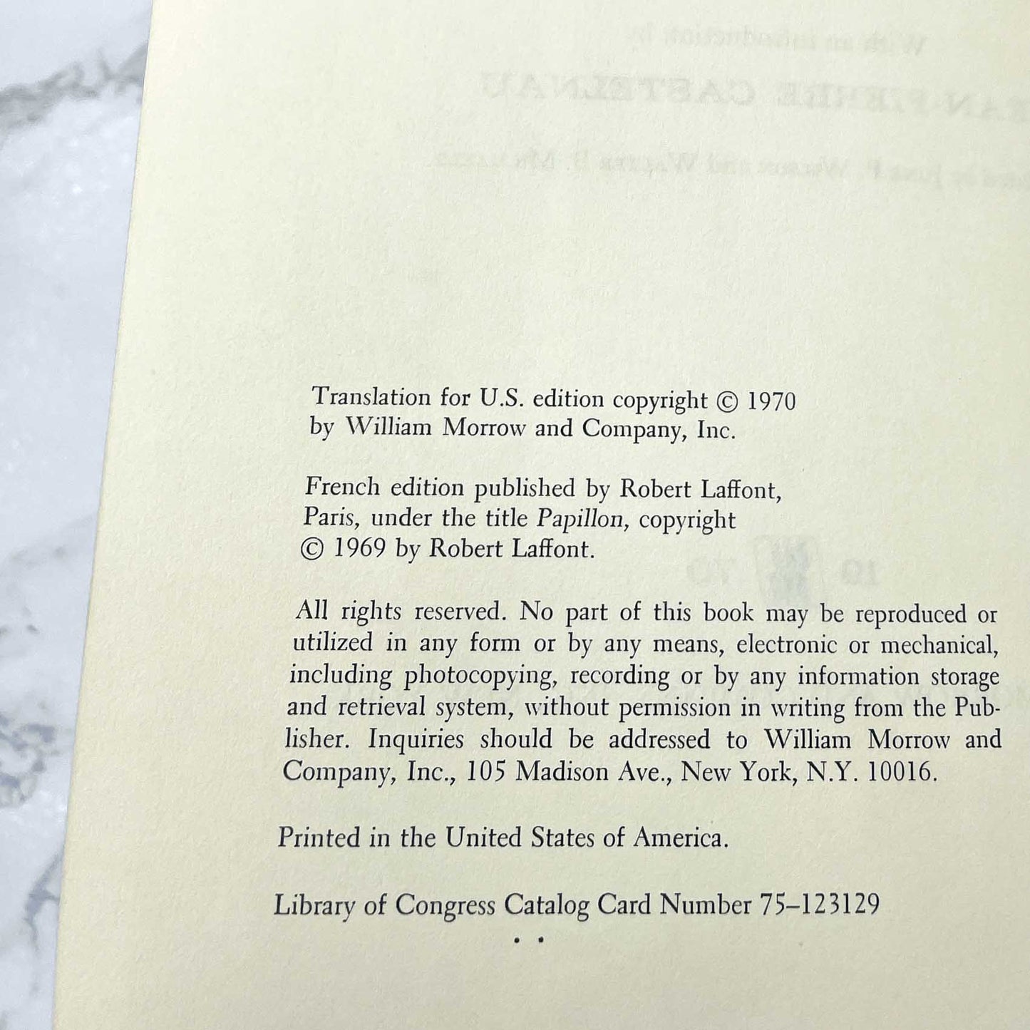 Papillon by Henri Charrière [U.S. FIRST EDITION] 1970 • William Morrow & Co.