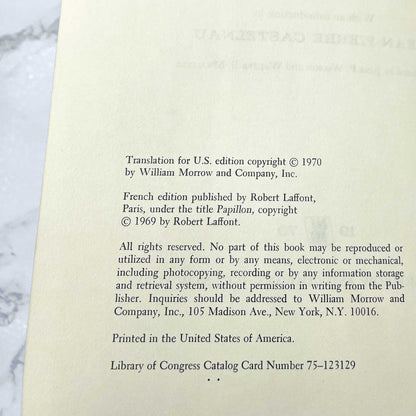 Papillon by Henri Charrière [U.S. FIRST EDITION] 1970 • William Morrow & Co.