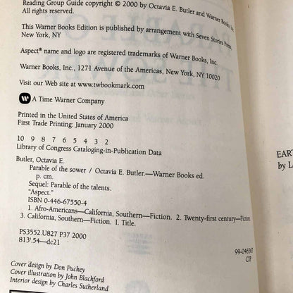 Parable of the Sower by Octavia E. Butler [TRADE PAPERBACK] 2000 • Warner