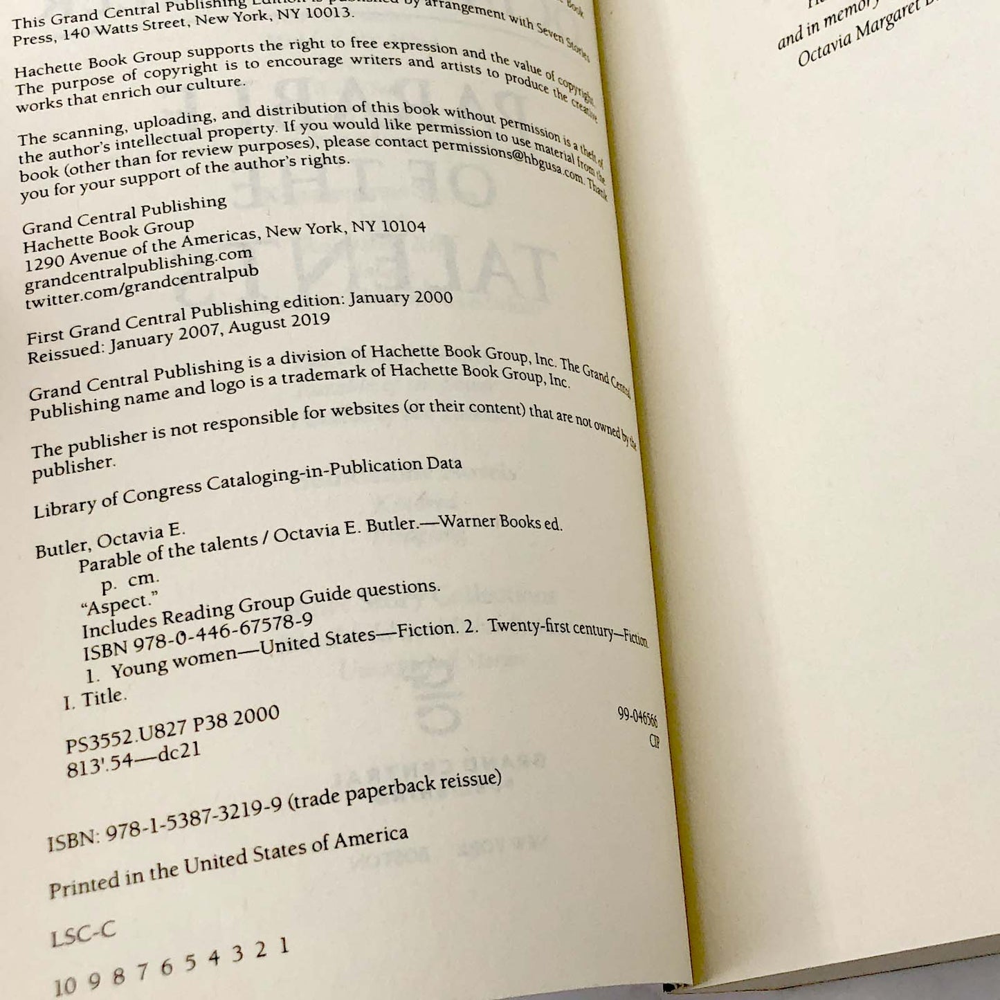 Parable of the Talents by Octavia E. Butler [TRADE PAPERBACK RE-ISSUE] • Grand Central