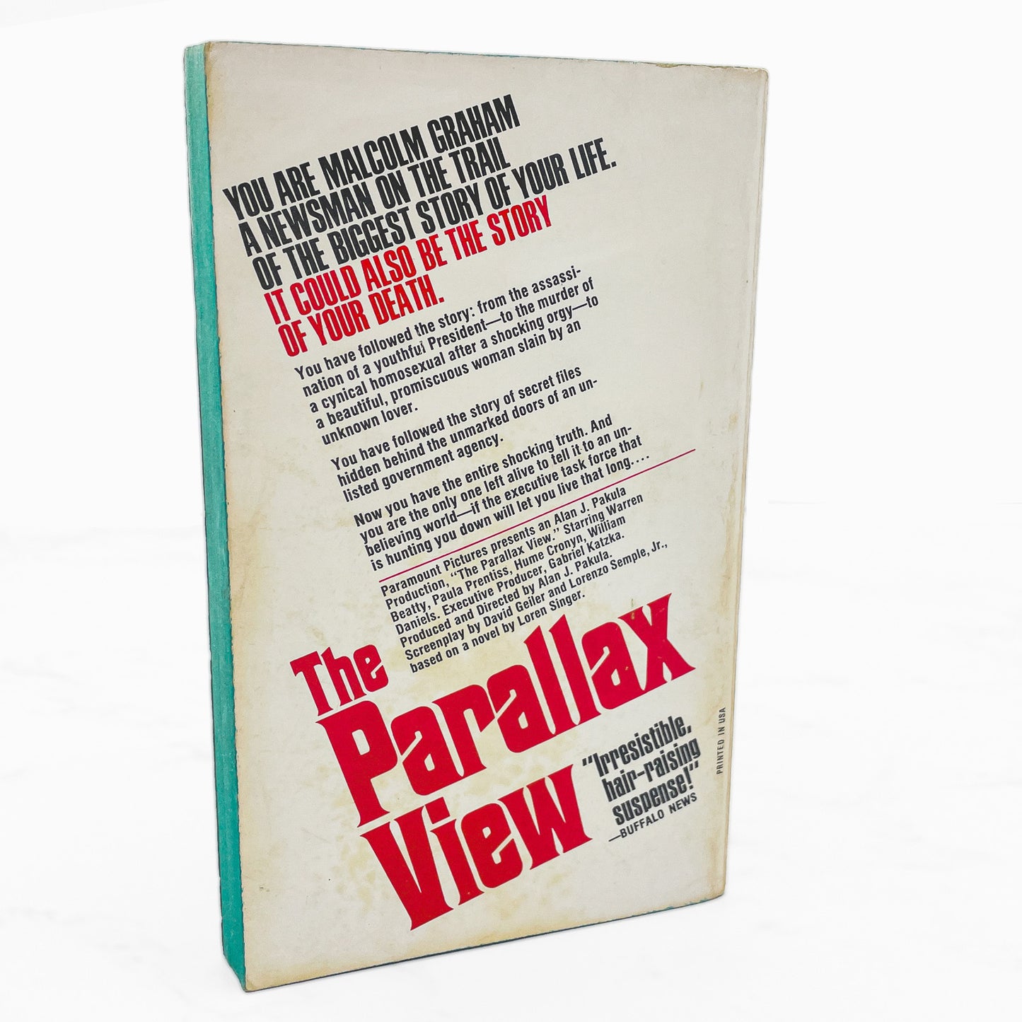 The Parallax View by Loren Singer [1974 PAPERBACK] • Dell • Movie Tie-in