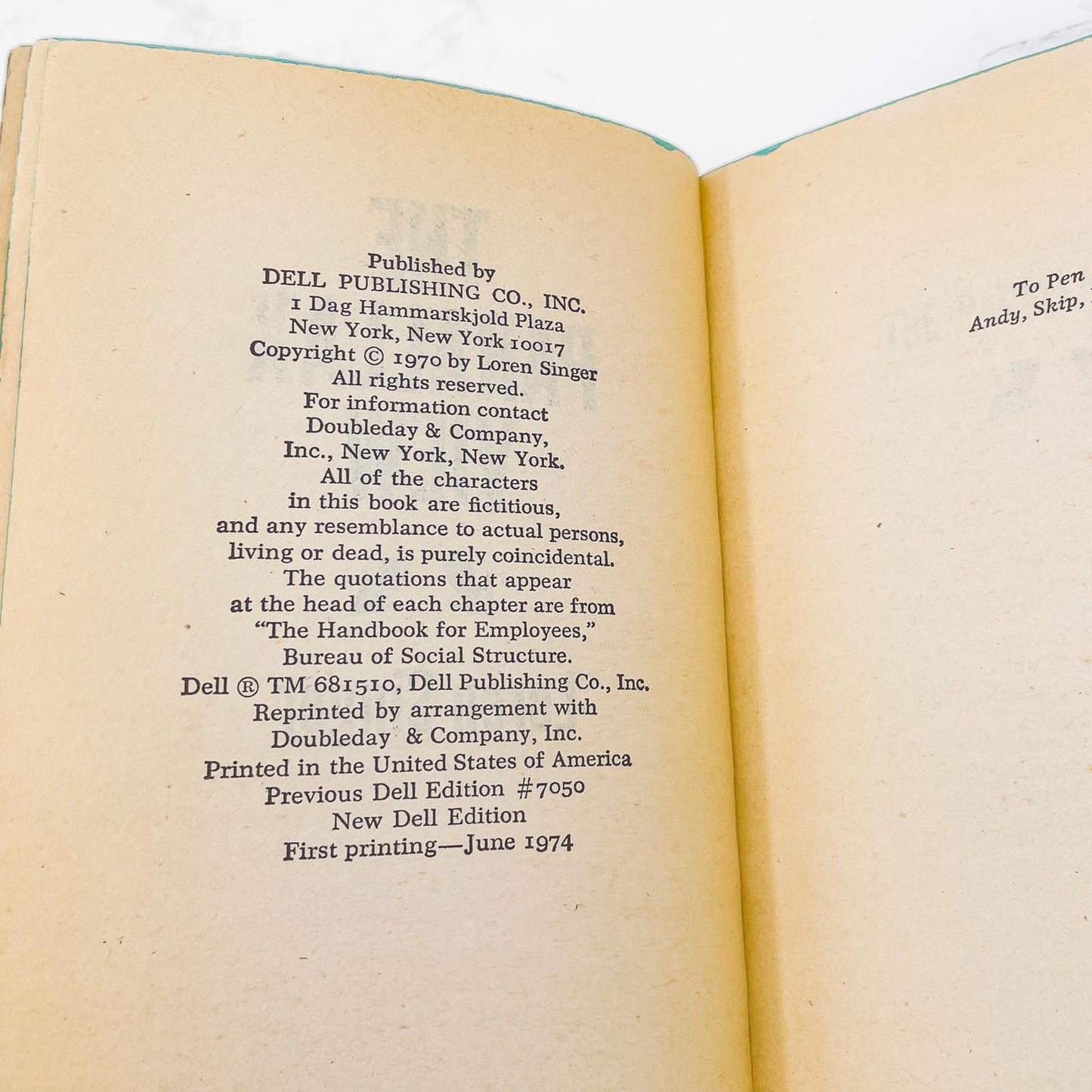 The Parallax View by Loren Singer [1974 PAPERBACK] • Dell • Movie Tie-in