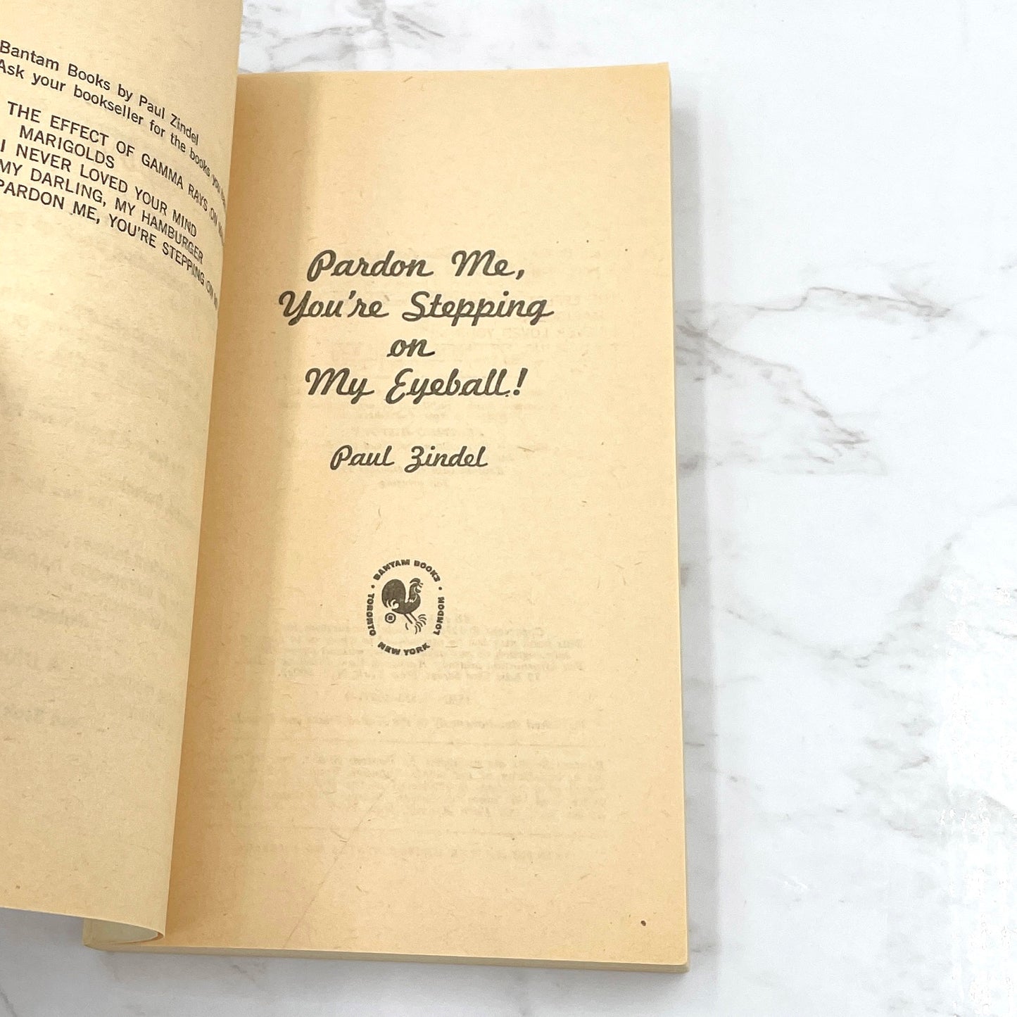 Pardon Me, You're Stepping on My Eyeball! by Paul Zindel [FIRST PAPERBACK EDITION] 1977 • Bantam