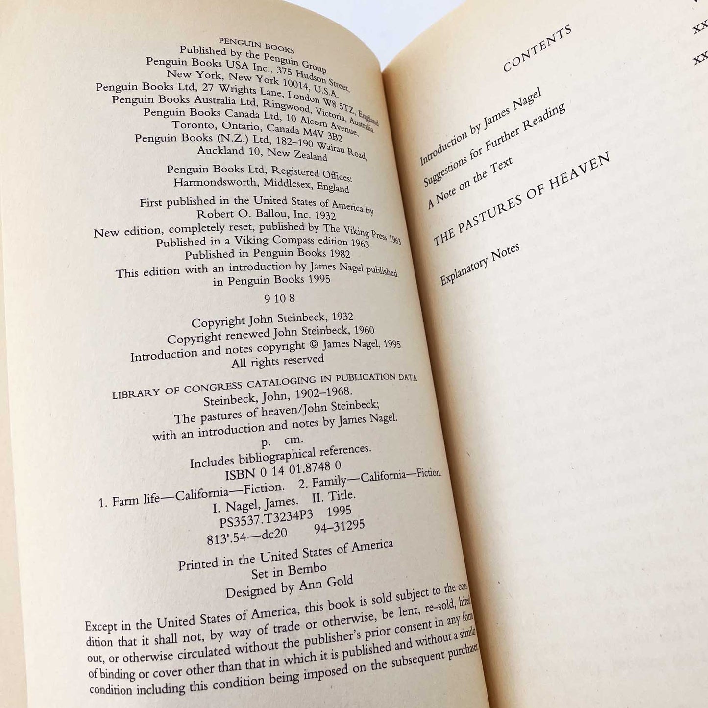 The Pastures of Heaven by John Steinbeck [TRADE PAPERBACK] 1995 • Penguin Books