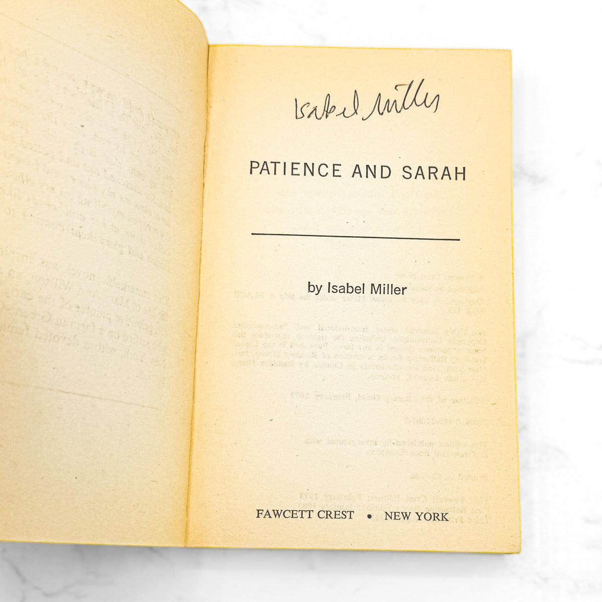 Patience & Sarah by Isabel Miller SIGNED! [1985 PAPERBACK] • Fawcett Crest