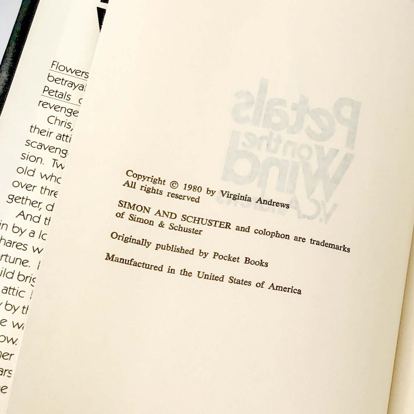 Petals on the Wind by V.C. Andrews [1980 HARDCOVER] • Simon & Schuster