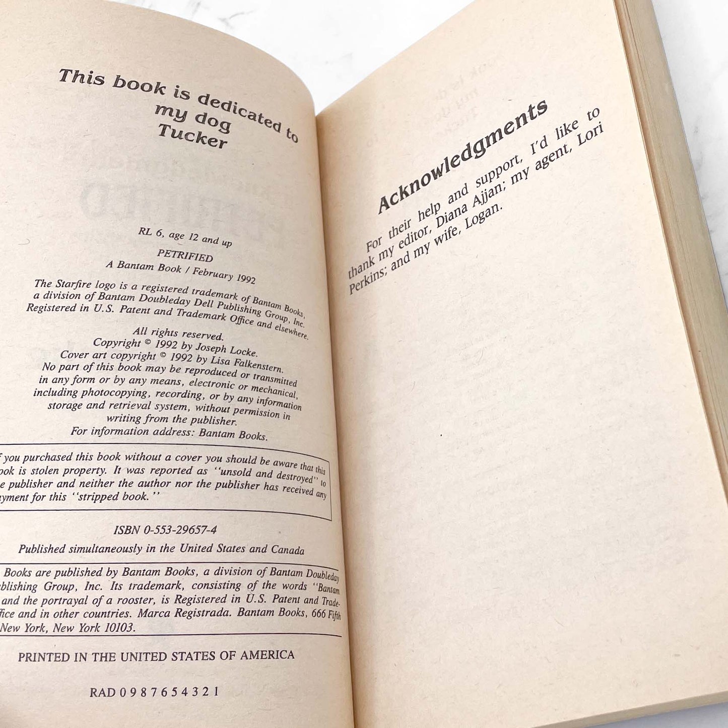 Petrified by Joseph Locke 'aka' Ray Garton [FIRST EDITION • FIRST PRINTING] 1992 • Bantam