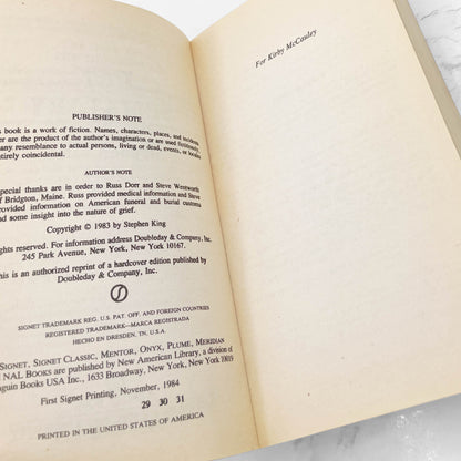 Pet Sematary by Stephen King [FIRST PAPERBACK EDITION] 1984 • Signet