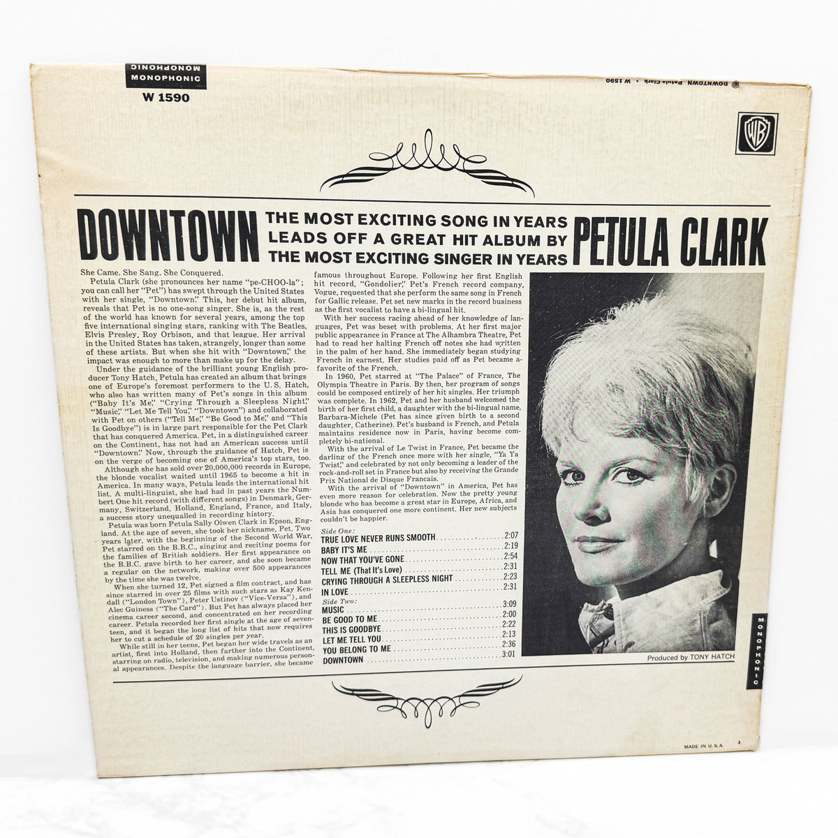 Petula Clark – Downtown [VINYL LP] 1965 • Mono • Warner Bros