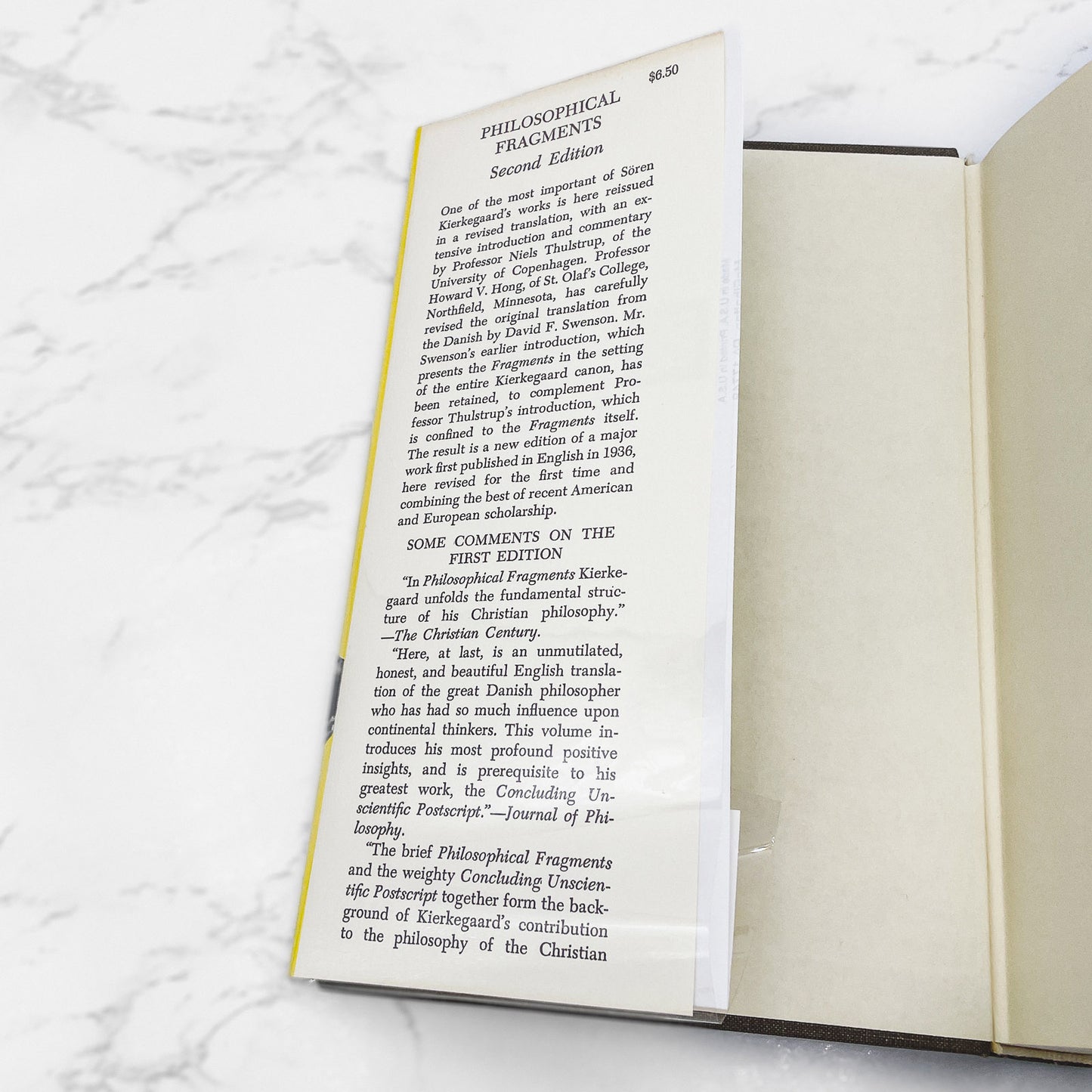 Philosophical Fragments by Johannes Climacus 'aka' Søren Kierkegaard [U.S. SECOND EDITION] 1962 • Princeton University