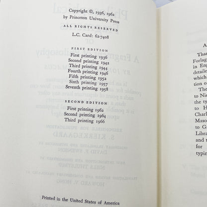 Philosophical Fragments by Johannes Climacus 'aka' Søren Kierkegaard [U.S. SECOND EDITION] 1962 • Princeton University
