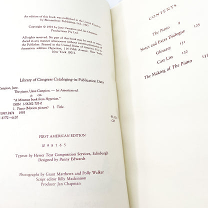The Piano by Jane Campion [FIRST EDITION PAPERBACK] 1993 • Miramax
