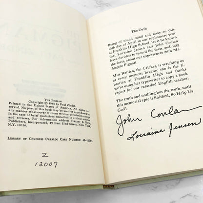 The Pigman by Paul Zindel [LIBRARY FIRST EDITION] 1968 • Harper & Row