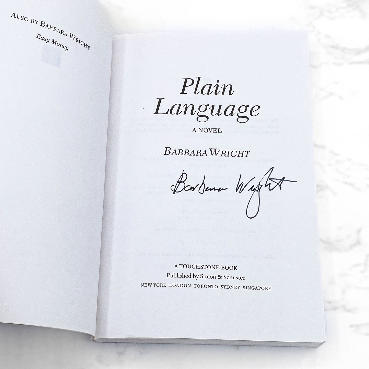 Plain Language by Barbara Wright SIGNED! [FIRST EDITION • FIRST PRINTING] 2003 • Touchstone