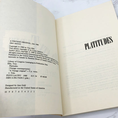 Platitudes by Trey Ellis [FIRST EDITION • FIRST PRINTING] 1988 • Vintage Contemporaries