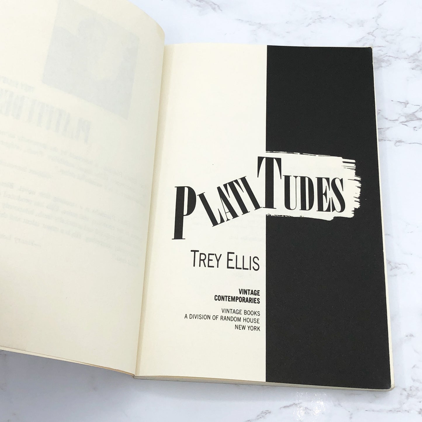 Platitudes by Trey Ellis [FIRST EDITION • FIRST PRINTING] 1988 • Vintage Contemporaries