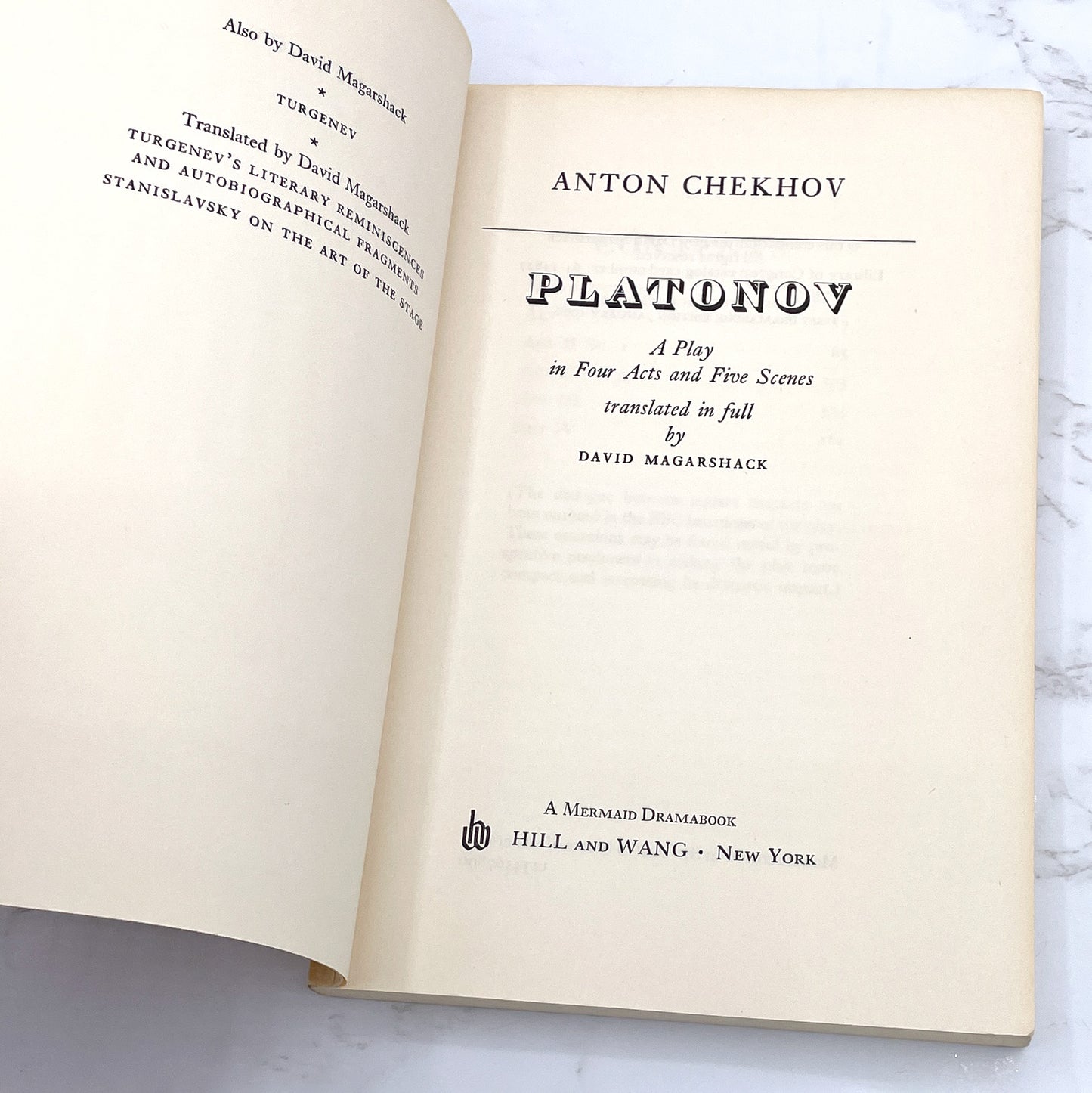 Platonov by Anton Chekov [FIRST U.S. PAPERBACK PRINTING] 1964 • Hill & Wang