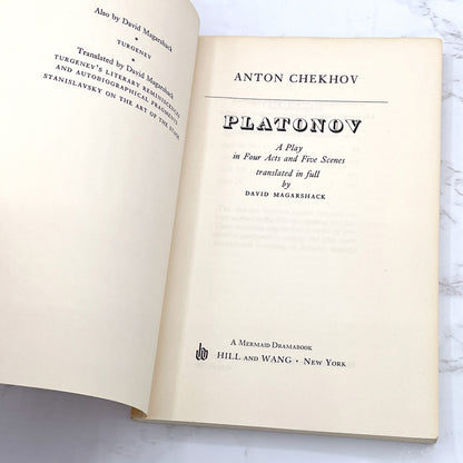 Platonov by Anton Chekov [FIRST U.S. PAPERBACK PRINTING] 1964 • Hill & Wang