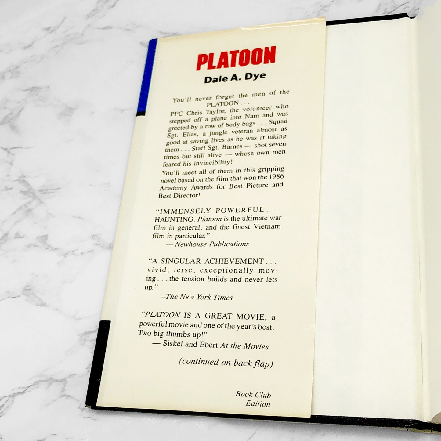 Platoon: A Novel by Dale A. Dye [1986 HARDCOVER] • Charter Books