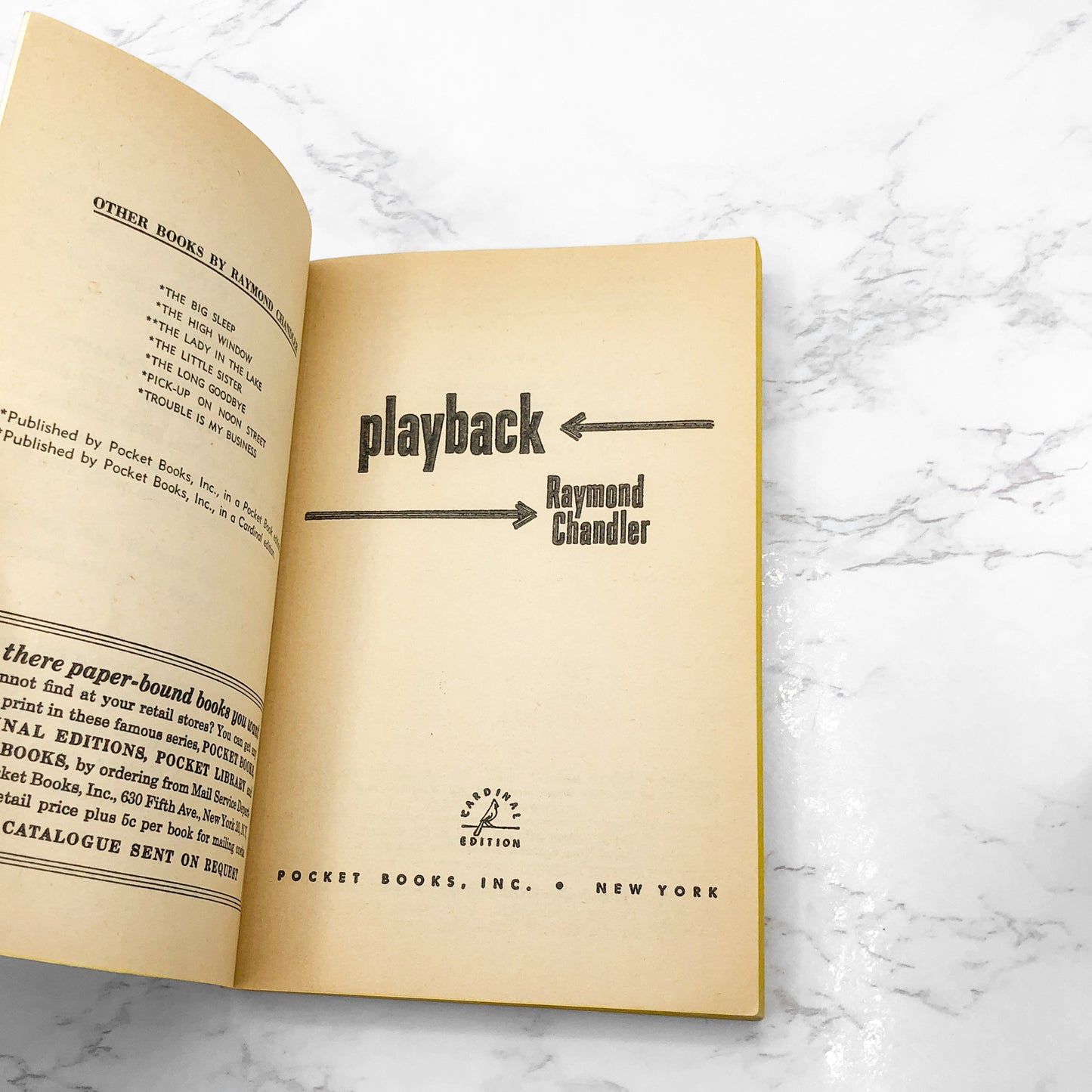 Playback by Raymond Chandler [FIRST PAPERBACK PRINTING] 1960 • Cardinal / Pocket Books • Mint!