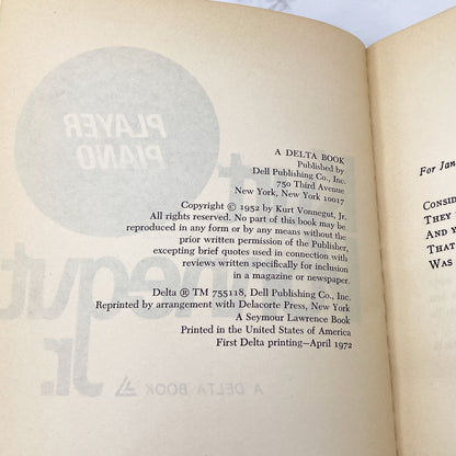 Player Piano by Kurt Vonnegut [FIRST TRADE PAPERBACK PRINTING] 1972 • Delta