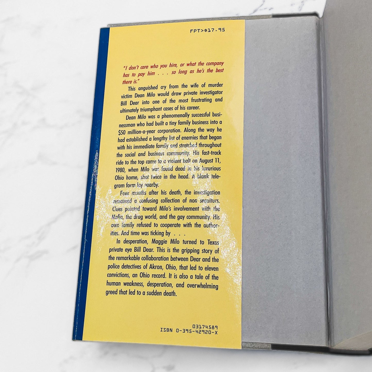 Please Don't Kill Me... The Milo Murder by William C. Dear & Carlton Stowers [FIRST EDITION • FIRST PRINTING] 1989