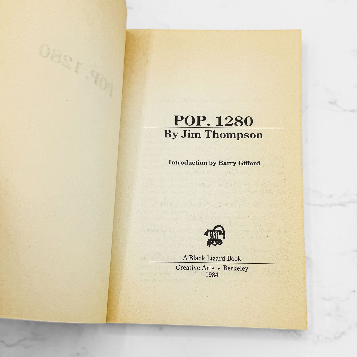 Pop. 1280 by Jim Thompson [20th ANNIVERSARY PAPERBACK] 1984 • Black Lizard Books
