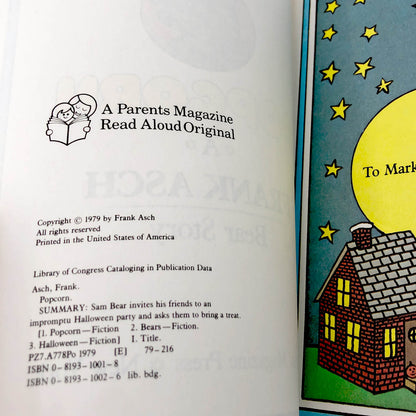 Popcorn by Frank Asch [XL PAPERBACK REPRINT] 1990 • Parents Magazine Press