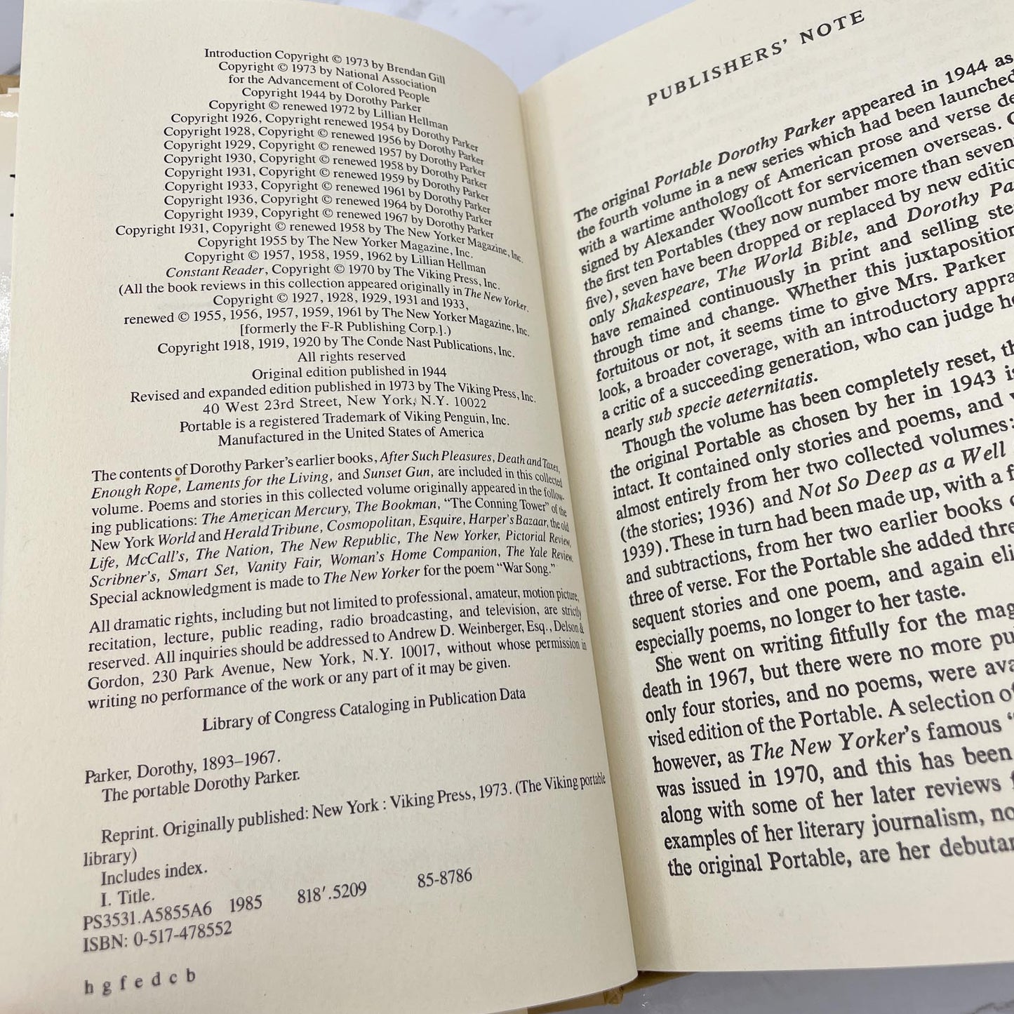 The Portable Dorothy Parker [REVISED EDITION HARDCOVER] 1985 • The Viking Portable Library