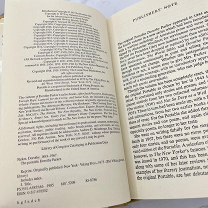 The Portable Dorothy Parker [REVISED EDITION HARDCOVER] 1985 • The Viking Portable Library