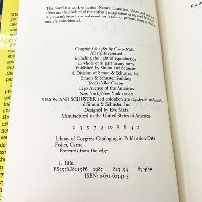 Postcards from the Edge by Carrie Fisher [FIRST EDITION • FIRST PRINTING] 1987 • Simon & Schuster
