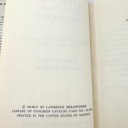 A Practical Dictionary of Rhymes by Lawrence Holofcener [1960 HARDCOVER] • Gramercy