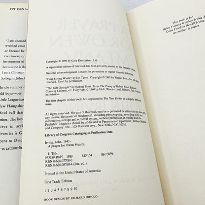 A Prayer for Owen Meany by John Irving [FIRST EDITION • FIRST PRINTING] 1989 • William Morrow