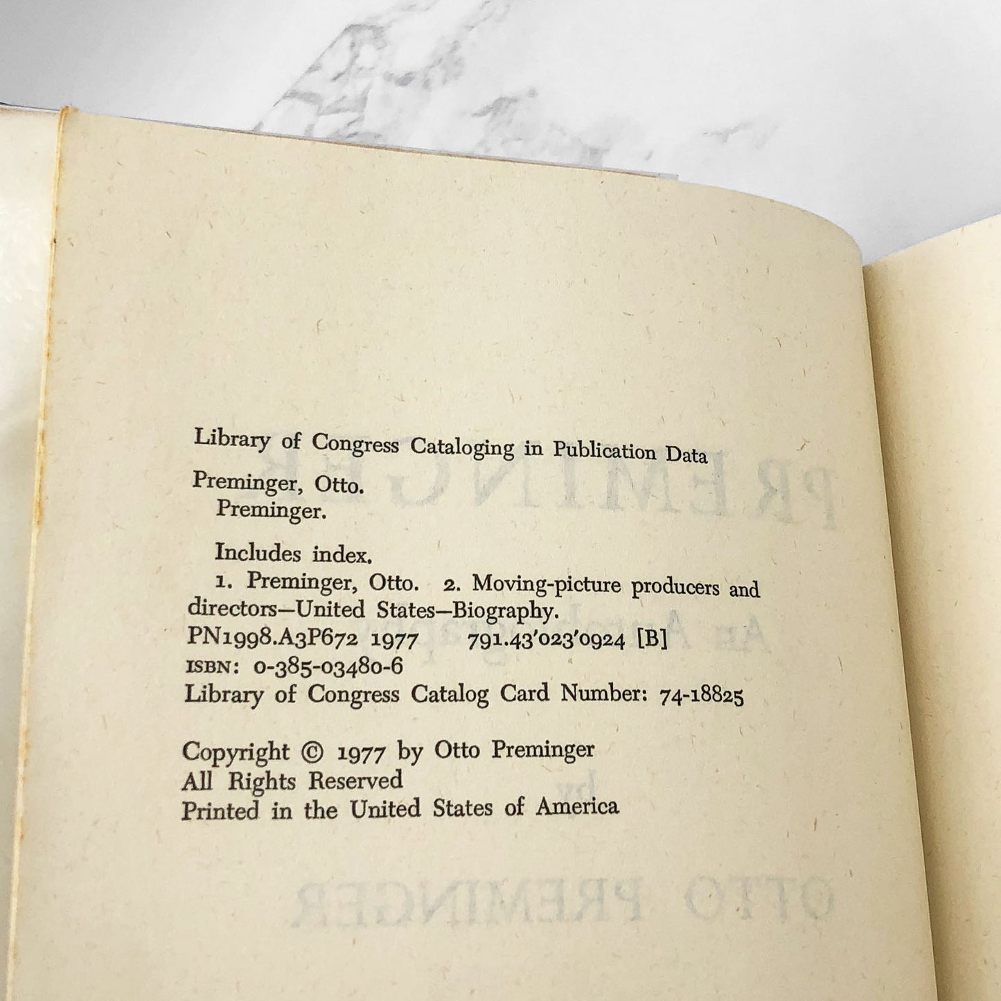 Preminger: An Autobiography by Otto Preminger [FIRST EDITION] 1977 • Doubleday *See Condition