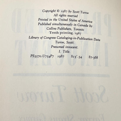 Presumed Innocent by Scott Turow [FIRST EDITION] 1987 • FSG