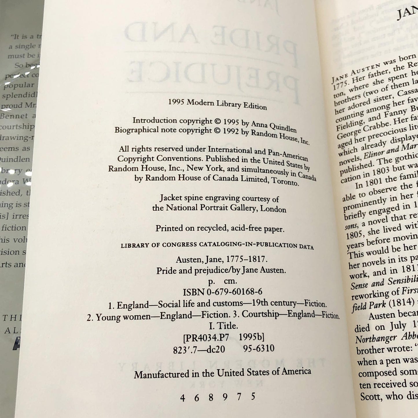Pride and Prejudice by Jane Austen [BBC TIE-IN HARDCOVER] 1995 • The Modern Library